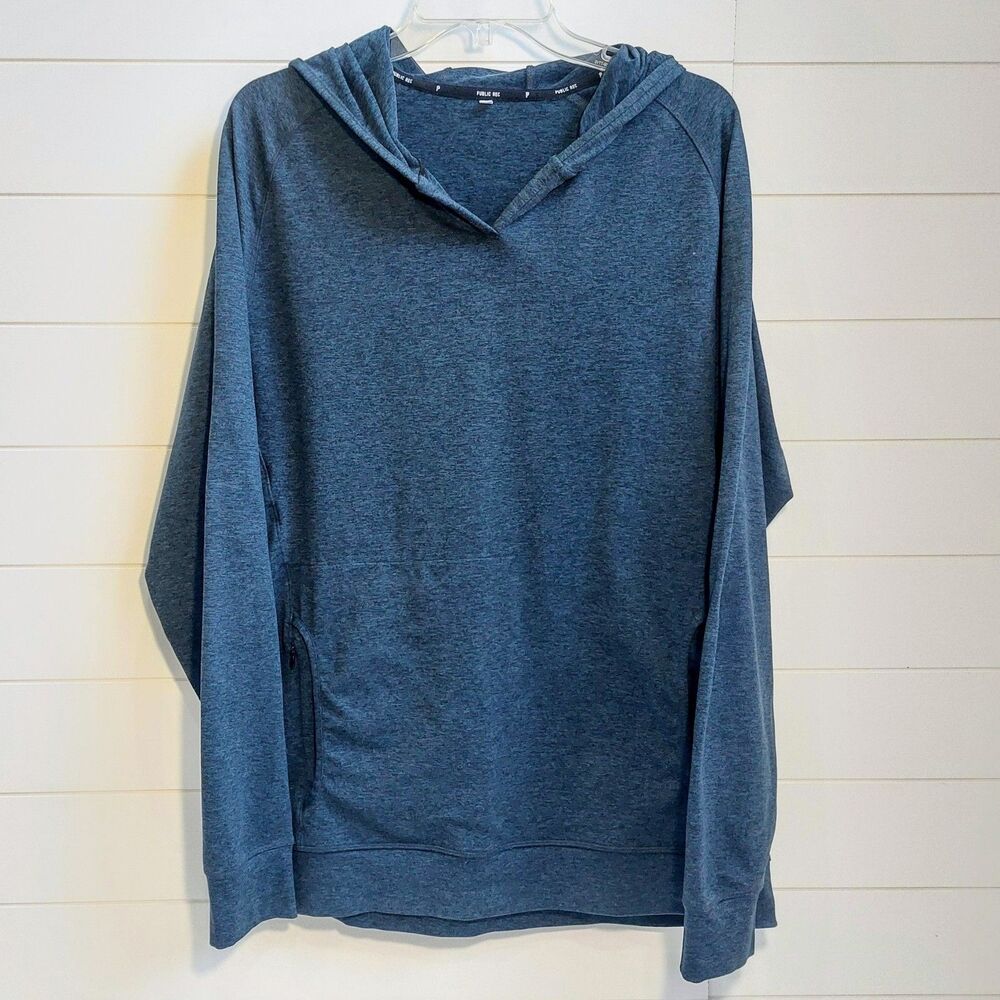 Public Rec Politan Hoodie Men's XL Heather Blue Pullover Performance Training